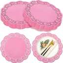 Yexiya 200 Pcs Doilies Paper Doilies Lace Paper Doilies Disposable Foil Lace Paper Doilies Placemats Doily Paper Pad Paper Placemats for Cakes Crafts Party Wedding Decor (Pink) 14"