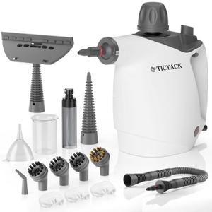 TICYACK Handheld Steam Cleaner, Steam Cleaner with 16 PCS Accessory & Safety Lock, 500ML Capacity, Multi-Surface Deep Cleaning for Home, Car, Bathroom, Grout, Floor, Window (White)