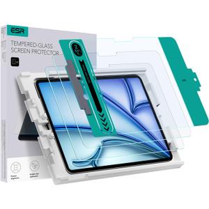 ESR 2 Pack Screen Protector for iPad Air 11 Inch M3/M2 (7th/6th Generation, 2025/2024), 9H Tempered Glass Film with Easy Application Tray, Scratch Resistant, Bubble Free, HD Clarity, Touch Sensitive (Classic)