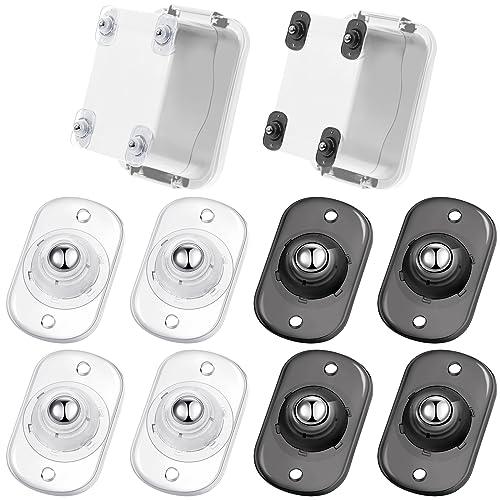 Honoson 8 Pcs Self Adhesive Caster Wheels Appliance Rollers Appliance Sliders for Kitchen 360° Swivel Universal Wheel Mini Small Kitchen (Clear Black White with 1 Steel Ball Style)
