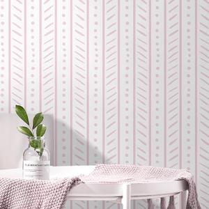 CiCiwind 197"17.3" White and Pink Peel and Stick Wallpaper Geometric Stripe Contact Paper Dot Wall Paper Removable Self-Adhesive Wallpapers for Bedroom Bathroom Kitchen Cabinets Shelves