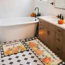 MEHOFOND Hello Pumpkin Kitchen Mats Set of 2, Fall Thanksgiving Decor Mat, Buffalo Plaid Farmhouse Autumn Harvest Pumpkin Thankful Holiday Absorbent Non Slip Anti Fatigue Rugs 17 x 29 and 17 x 47 in
