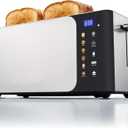 Elite Gourmet ECT5924D SmartToast Digital Long Slot 4 Slice Toaster, 1.5 Wide Slots for Thick Breads & Bagel Function, LED Touch Screen, Countdown Timer, 6 Shades, Stainless Steel (Gloss Black)