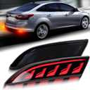 2PC Rear Bumper Reflectors Light,Brake Tail Light Lamps Compatible with for Ford Focus 2012-2018 & Hatchback 2012-2014Not fit ST SEL,LED Reflector DRL Turn Signal Lights Kit (Smoked)
