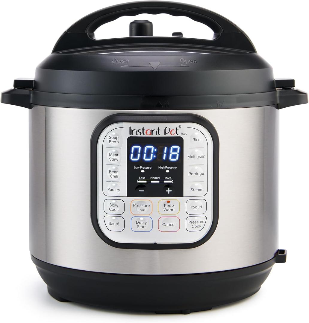 Instant Pot Duo 7-in-1 Electric Pressure Cooker, Slow Cooker, Rice Cooker, Steamer, Saut, Yogurt Maker, Warmer & Sterilizer, Includes App with Over 800 Recipes, Stainless Steel, 8 Quart