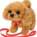KSABVAIA Plush Teddy Toy Puppy Electronic Interactive Dog - Walking, Barking, Tail Wagging, Stretching Companion Animal for Kids Toddlers