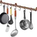ROTHLEY Stainless Steel Pot and Pan Hanger: 23.7 Inch Wall Mounted Hanging Pots and Pans Rack with Hooks (Antique Copper)