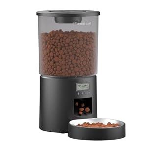 Automatic Cat Feeder for Cats and Samll Dogs, 4.2L Feeder Cat Food Dispenser, Programmable Schedule, Portion Control, Up to 6 Meals/ Day, 10s Voice Recording, Dual Power (Black, 4.2L Press Version)