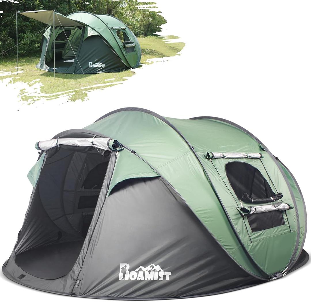 Tents for Camping, 2/3/4 Person Easy Pop Up Tents for Camping, Waterproof Windproof Automatic Setup Camping Tent with Extra Storage, 2 Doors Instant Family Tents for Hiking & Traveling
