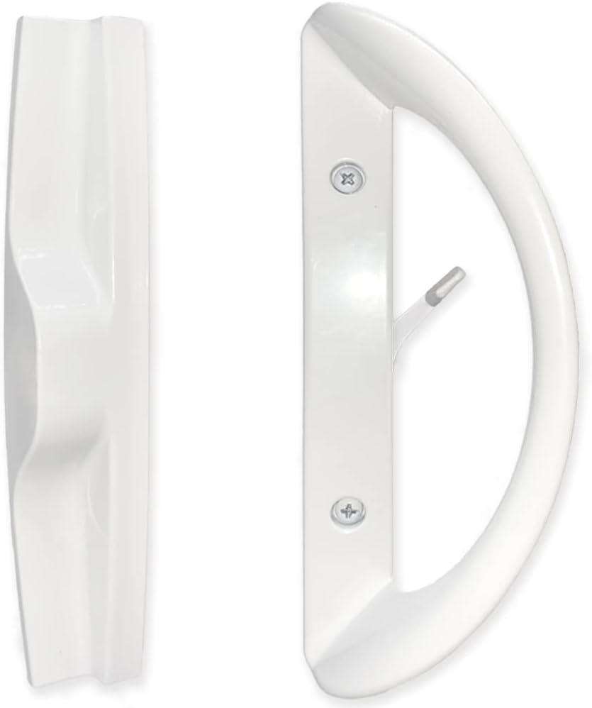Patio Sliding Door Handle Set, Perfect Replacement Mortise Style Handle Set Fits Door Thickness from 1-1/2" to 1-3/4", 3-15/16" Screw Hole Spacing, Non-Keyed, White