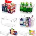 Clear Plastic Storage Bins-8 Pcs Pantry Organizers and Storage Containers with 4 Large (11"x8"x6") and 4 Small Snack Containers, Home Organization for Bathroom, Kitchen, Closet and Office