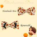 Dog Collar Thanksgiving Day Holiday Turkey Print Pet Collar Soft Cute Dog Collars with Bow Tie Adjustable Metal Buckle Collar Giftfor Medium Dogs (Medium (Pack of 1))