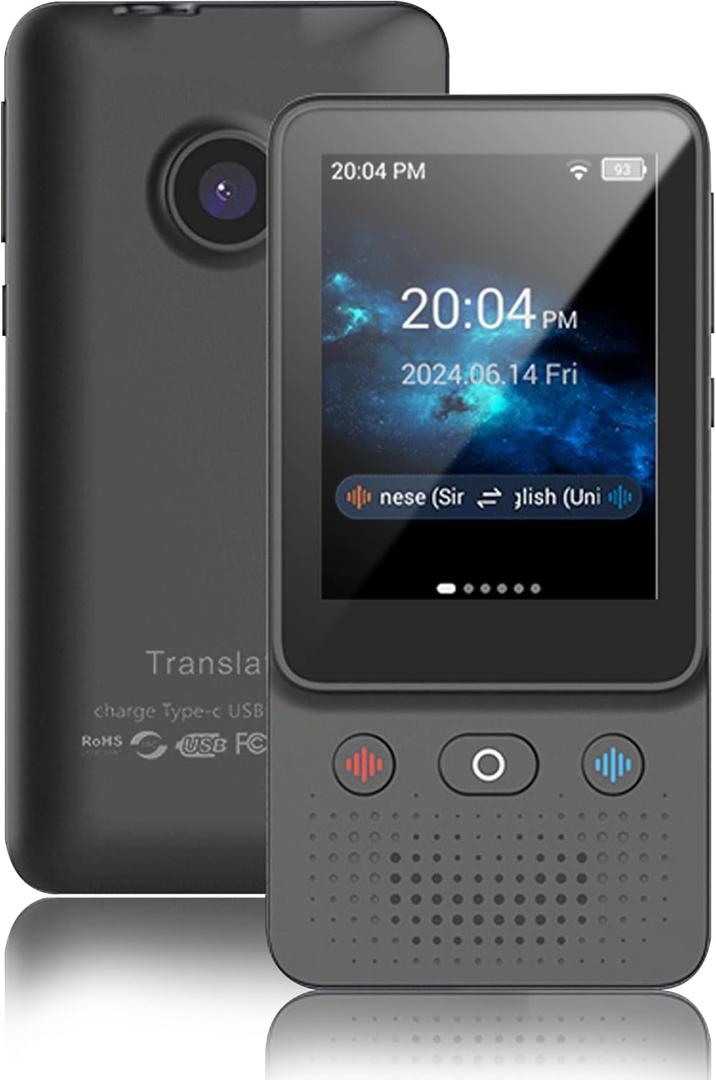 LICAEVEY AI Language Translator Device, 8GB Voice Instant Two Way 138 Language Translator, 2.8 Inch Touchscreen, Offline/Recording/Photo Translation for Business Travel