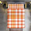 Orange Alternating Grid Plaid 3 Pieces Bedding Set Twin/Full/Queen/King Size Comforter Set 86"x70" Includes 1 Comforter, 2 Pillow Shams for Kids Women Men