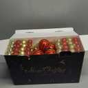 SHareconn 106PCS Christmas Balls Ornaments Set, Colorful Shatterproof Plastic Decorative Baubles for Xmas Tree Decor Holiday Wedding Party Decoration with Hanging Hooks, Red & Gold