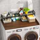Washer Dryer Countertop with Shelf, 54" x 27.5" Wooden Washer and Dryer Topper, Laundry Countertop with Anti-Slip Pads, Washer Dryer Topper for Laundry Room Organization and Storage (Dark Wood) (1PCS-Frame)