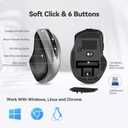 TECKNET Wireless Mouse, 2.4G Ergonomic Optical Mouse, Computer Mouse for Laptop, PC, Computer, Chromebook, Notebook, 6 Buttons, 24 Months Battery Life, 2600 DPI, 5 Adjustment Levels - Silver