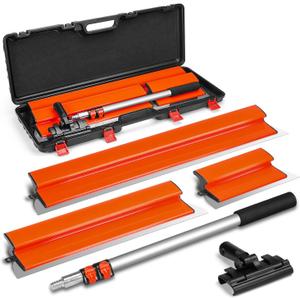 Drywall Skimming Blade Set, 12"+22"+32" Blades + Adjustable 24"-55" Aluminum Handle, Stainless Steel Construction Knife Drywall Smoothing Knockdown Knife on Walls, and Plaster Surfaces