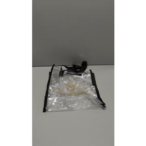 Small clear bag, black straps, 4 pack
