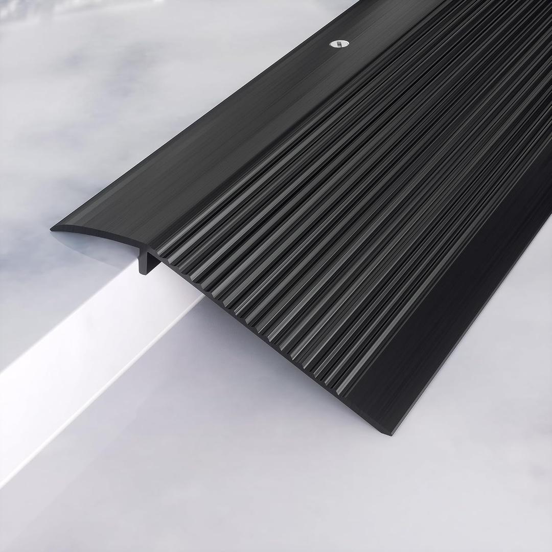 Metal Floor Transition Strip, Aluminum Threshold for Doorways, for Gap from 0.4″to 1.6″, for Doorways Tile Wood Vinyl Laminates, Size 36in x 4in x 1.32 in (Black, 1pack)