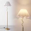 EOEYYOYB Modern Floor Lamp with 3 Color Temperatures, Foot Switch Standing Lamps for Living Room,Tall LED Standing Lamps for Living Room, Bedroom, Office, Beige Linen Shade, 9W Bulb Included, Gold