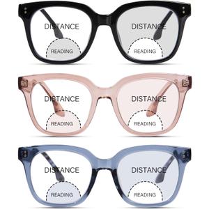 Bifocal Reading Glasses for Women Men Oversized Blue Light Blocking Clear Top Computer Readers +1.0