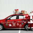 Whaline 30Pcs Christmas Reflective Car Magnets Set Colorful Bulb Light with Lines 8 Design Cartoon Santa Reindeer Gingerbread Refrigerator Garage Magnet Decal Decoration, 1.9x3.94 inches, 7.87 inches