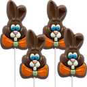 Fruidles Decorated Easter Bunny Big Chocolate Lollipop Holiday Treats, Milk Chocolate Double Crips, Pop Party Bag Fillers, Individually Wrapped, Kosher Certified Dairy, 3oz Chocolate Sucker (4-Pack)