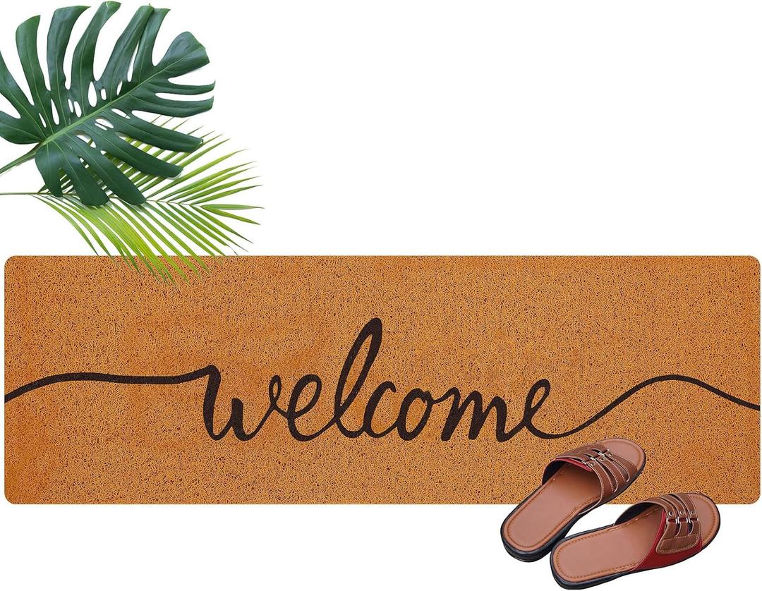 Long Doormat 48''x16'' Front Door Mat for Entrance Inside Outdoor Large Decorative Door Rug Welcome Mat for Outside Home Entry(Welcome,Yellow)