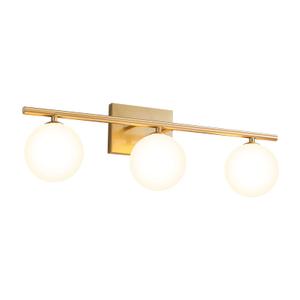 Bathroom Light Fixtures (3-Light, 24 in), Brushed Gold Vanity Lights with Milk Glass Shade, Bathroom Wall Lights for Mirror Bedroom Living Room Hallway