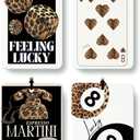 4 x Trendy Retro Cheetah Print Car Air Freshener 4 Pcs, Leopard Print Lucky 8 Ball Dice Hanging Air Freshener for Home Bar Cars Closet Drawer Books, Girly Car Accessories Mirror Decor for Women