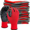 Evridwear Work Gloves with Grip Rubber Coated for Men Women Warehouse Mechanic,12 Pairs Bulk (X-Large (Pack of 12), Red)