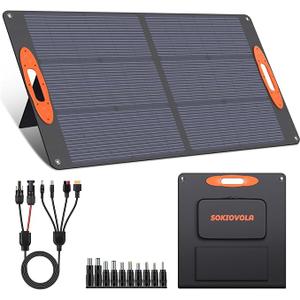 SOKIOVOLA NType 16BB 100W Portable Solar Panel for EF/Jackery/Bluetti/Anker Power Station,ETFE Foldable Solar Panel Charger 25% High Efficiency USBA & QC3.0 Output IP68 for Blackout Camping RV