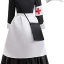 Coolproud Clara Barton Costume Girls Wartime Nurse 4pcs Includes Dress Apron Hat Armband 7-8Y