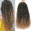 Cicihair Goddess Locs Crochet Hair Brown 18 Inch 7 Packs Faux Soft Pre Looped Braids Curly boho Synthetic Hippie Extensions (18 Inch, 1B/27)