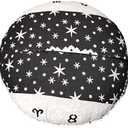 Round Floor Pillow Cover Only Horoscope Mandala Cushion Cover Pouf for Meditation Room Decor Zodiac Sign Round Throw Pillows Black White Astrology (32 Pillow Cover, Without Filler) (32" x 32" (Pack of 1))