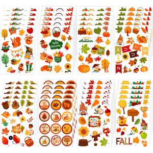 2 x Fall Stickers - 40 Sheets Maple Leaf & Autumn Stickers for Kids, Thanksgiving Party Supplies