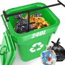 NEWTRY Manual Trash Compactor, 120L-240L Home Manual Garbage Compressor with Adjustable Handle Outdoor Wheelie Bin Rubbish Compactor for Kitchen, Garden, Restaurant, Office