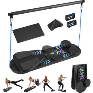 Pilates Board, Pilates Reformer SetMulti-Function Pilates Equipment, Universal Portable and Foldable Home Pilates Set for Core Strength and Pilates Training, Full Body Home Workout