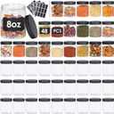 48pcs 8 oz Plastic Containers with Lids Pen Labels Leak Proof BPA Free Airtight Refillable Clear Small Containers Storage Jars for Storing Dry Food Makeup Slime Honey Jam (black)