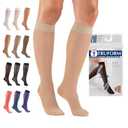 Truform Sheer Compression Stockings, 15-20 mmHg, Women's Knee High Length, 20 Denier, Nude, Medium