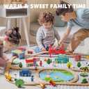 Tiny Land 110PCS Wooden Train Set Toy Train with Tracks for Kids Ages 3-7, Compatible with Major Brands, Ideal Railway Playset for Boys and Girls, Great Birthday