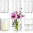 Glasseam Cylinder Vases for Centerpieces, Set of 6 Clear Glass Vases for Flowers, Modern Small Floating Candle Vase Decor, Decorative Hurricane Candle Holders for Home Wedding Table Decorations, 4in