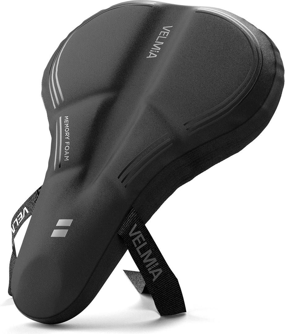 VELMIA Bike Seat Cushion, Comfy Memory Foam, Designed in Germany, Better Than Gel, Peloton Seat Cushion for Men & Women