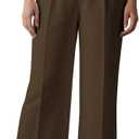 Ulovmi Women's High Waist Wide Leg Pants Tailored Flowy Trousers Casual Work Pants (Brown, XL)