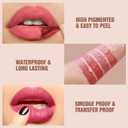 2 x Vevivia Lip Stain Set - Peel Off Lip Stain and Lip Balm, Long Lasting Lip Liner Stain with Natural Finish, Moisturizing Lip Balm for Dry Lips, Hydrating Gloss, Waterproof, Smudge-proof, Nude Pink