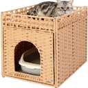 Hidden Cat Litter Box Enclosure Furniture, Dog Proof Indoor Cat House