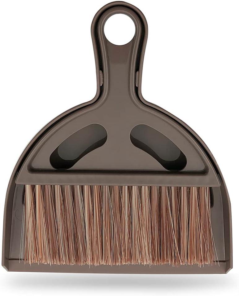 Mini Broom and Small Dustpan Brush - Mini Broom and Dustpans, Small Broom and Dustpan Set, Mini Dustpan and Brush Set, Hand Broom and Dustpan Set for Home and Pets. (Brown)