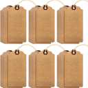 Outus 60 Pcs 4 3/4-in x 2 3/8-in Blank Large Paper Gift Tags with String and Reinforced Eyelet Wire Writable Price Tags Shipping Labels Inventory Labels(Brown)