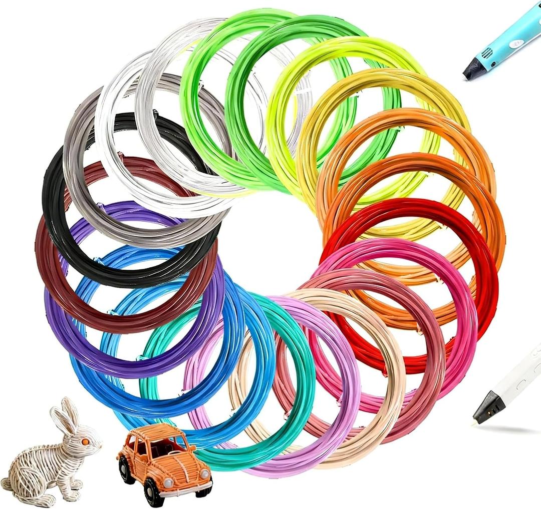 3D Pen Filament Refills PLA - 20 Colors 328 Feet 1.75mm, Low Odor Biodegradable, Compatible with MYNT3D, SCRIB3D, PIKA3D & Most 3D Printing Pens (Not for 3Doodler Create+)